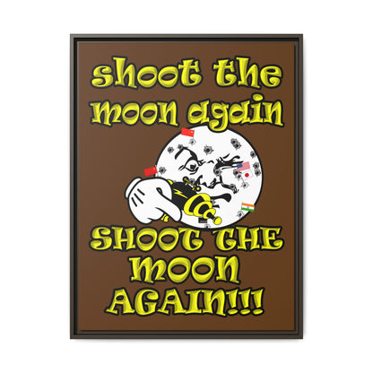 shoot the moon again - framed canvas art (brown)