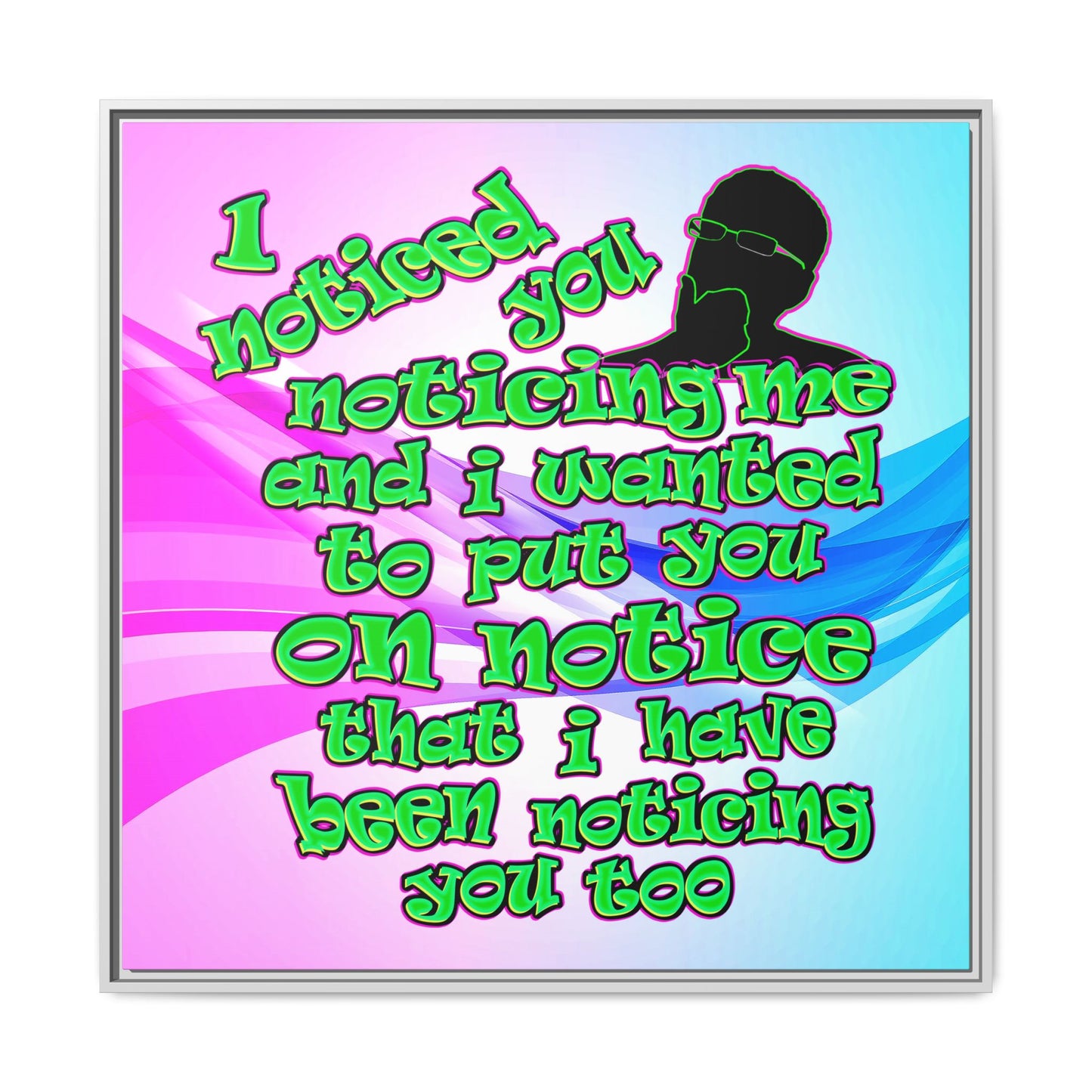 noticed you noticing - framed canvas art (light blue-pink wave)