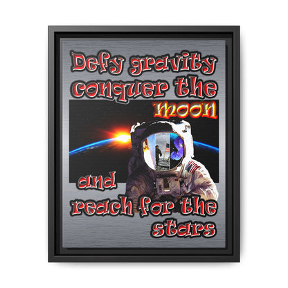 defy conquer reach - framed canvas art (brushed nickel)