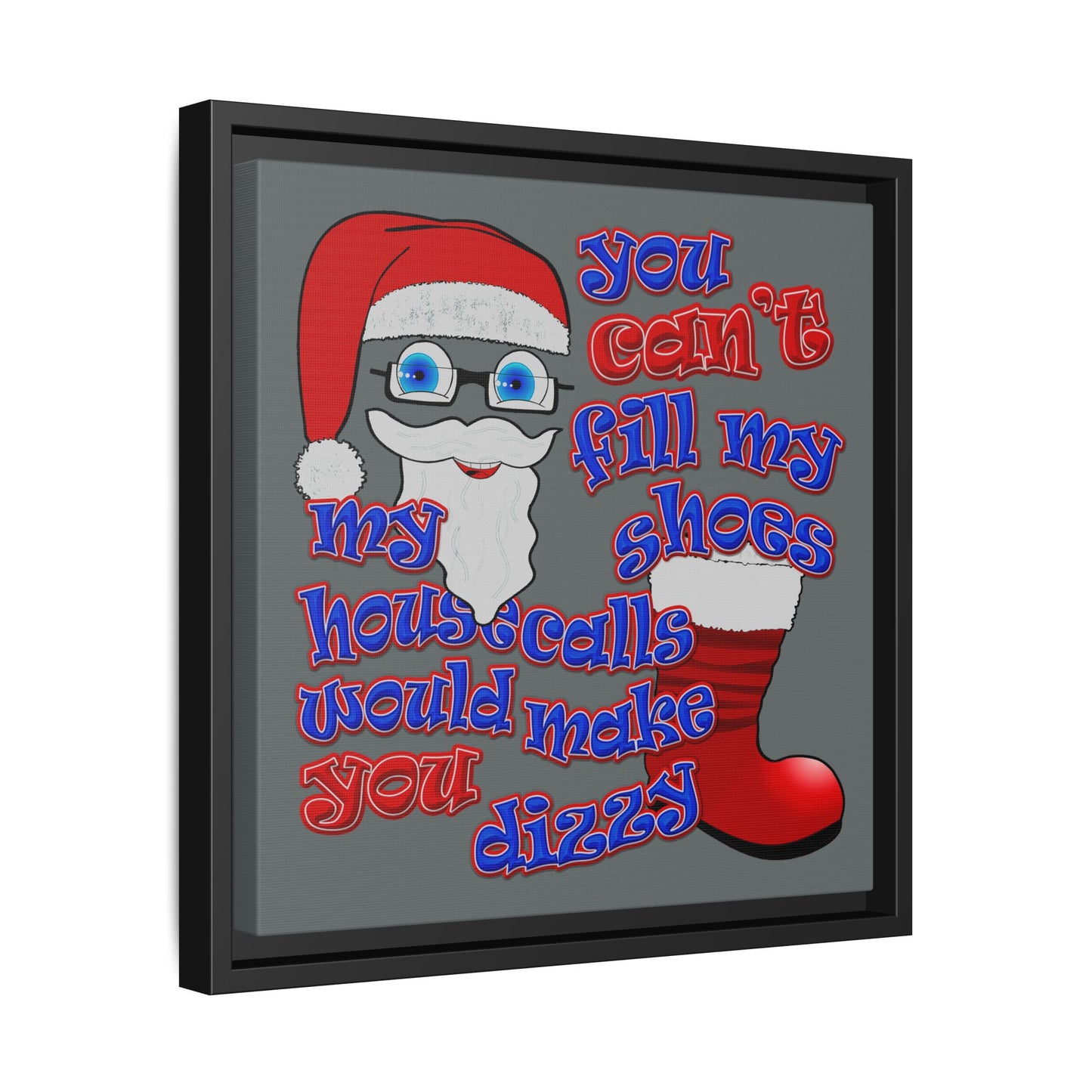 santa's shoes - framed canvas art (dark grey)