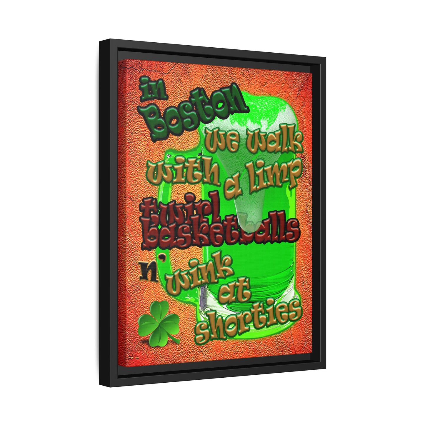 celtics logo - framed canvas art (burnt orange)