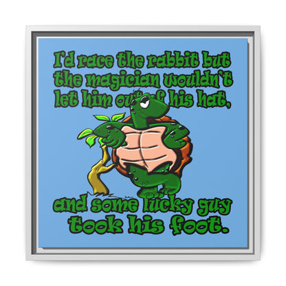 turtle race - framed canvas art (light blue)