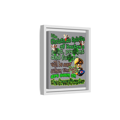 christmas spirits of boston - framed canvas art (grey)