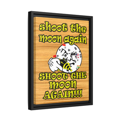 shoot the moon again - framed canvas art (butterscotch wood finish)