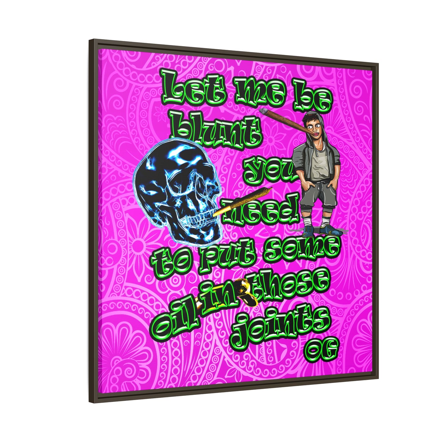 og - framed canvas art (pink swirl)