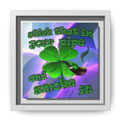 stick that in your pipe and smoke it - framed canvas art (grey-pink wave)