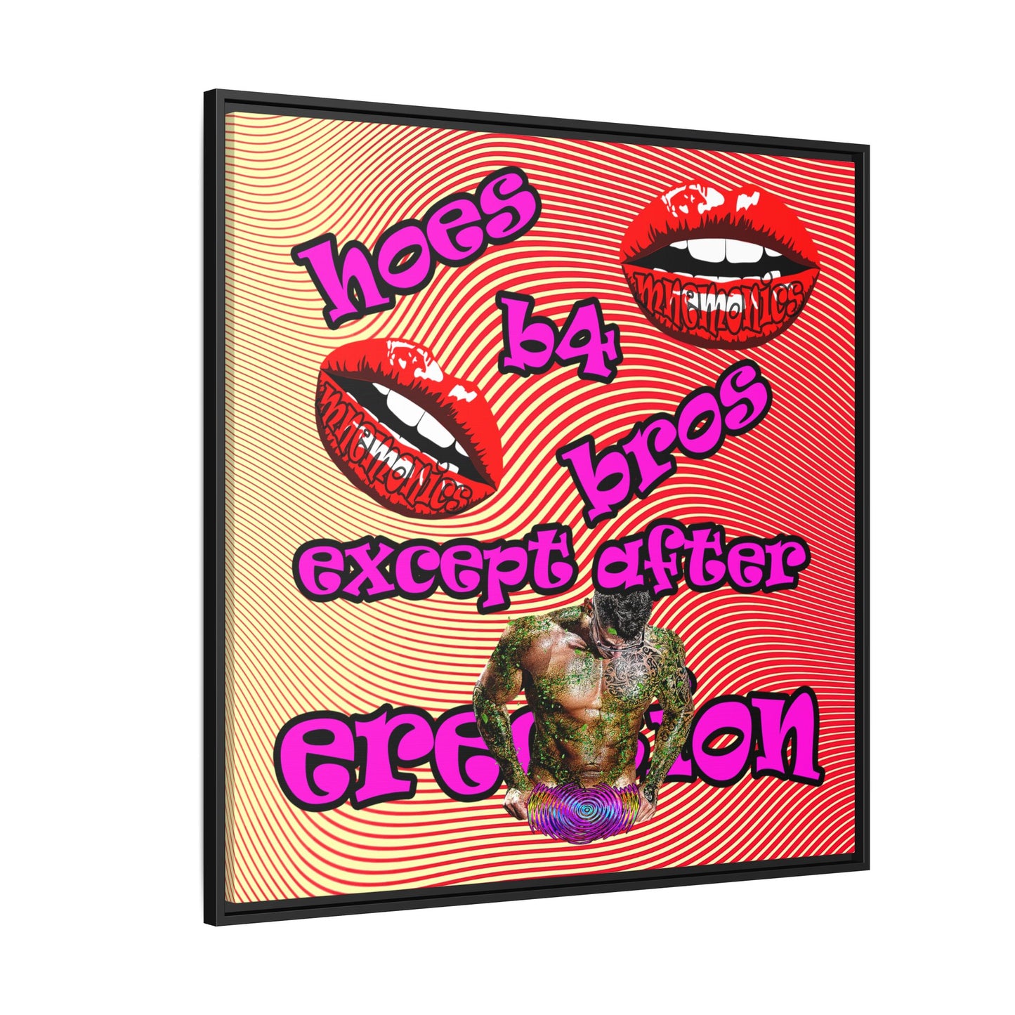 hoes b4 bros - framed canvas art (yellow-orange wave)