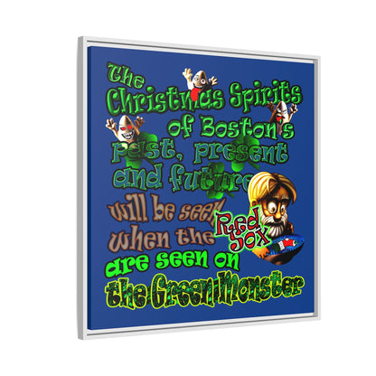 christmas spirits of boston - framed canvas art (dark blue)