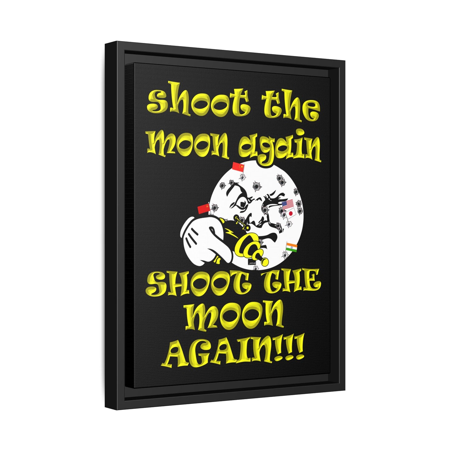 shoot the moon again - framed canvas art (black)