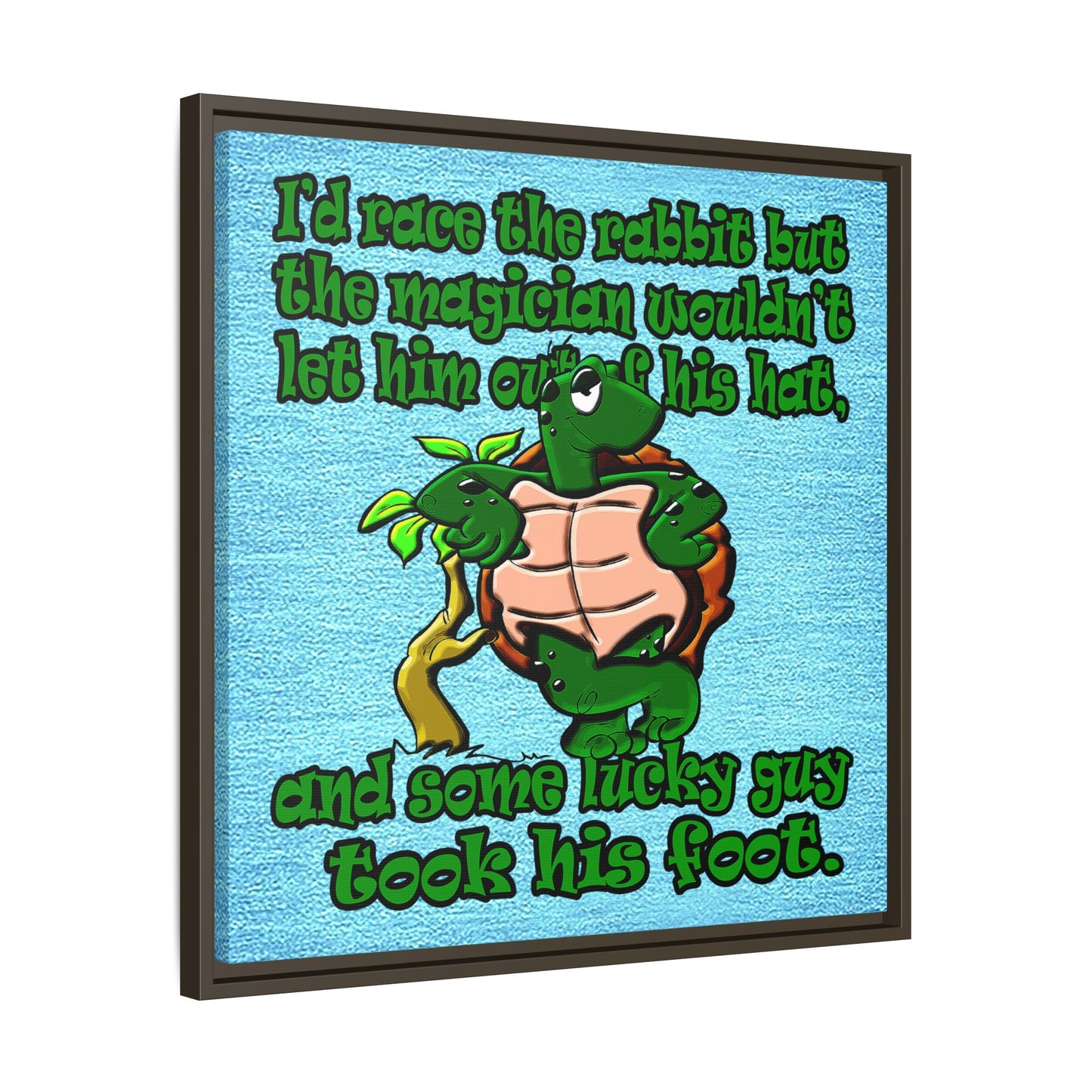 turtle race - framed canvas art (faded blue)