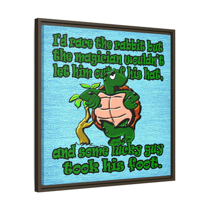 turtle race - framed canvas art (faded blue)