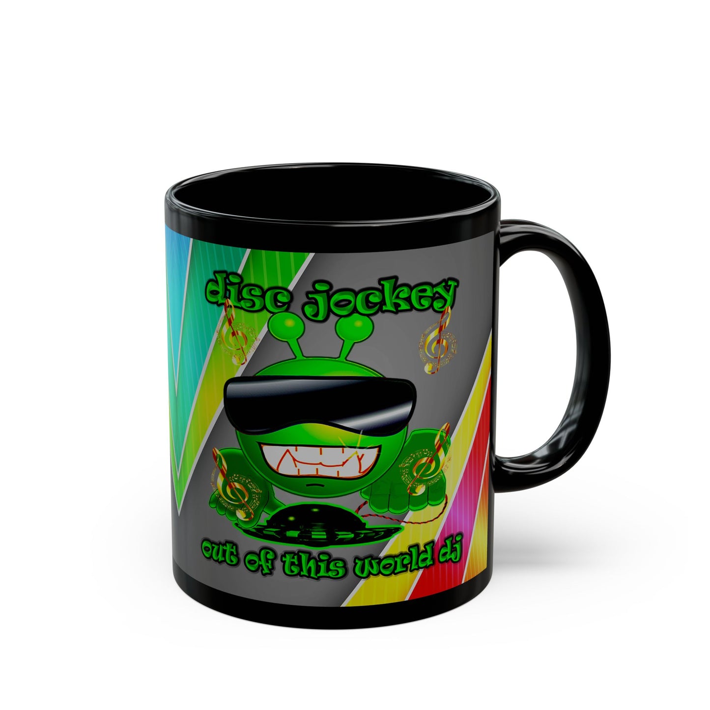 disc jockey - Black Mug (rainbow split)