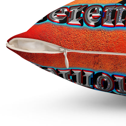 em cee squared - Spun Polyester Square Pillow - (burnt orange)