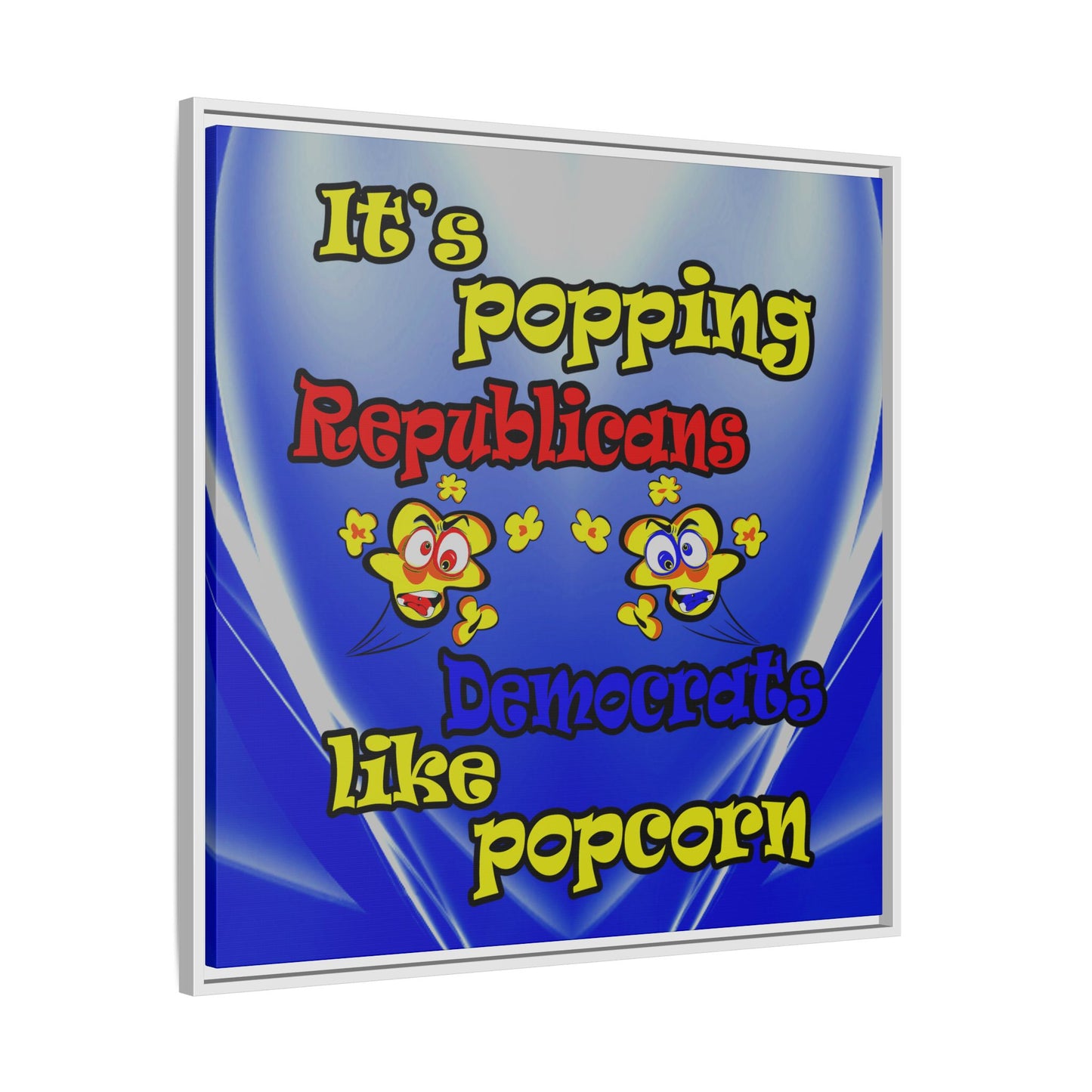 popping like popcorn - framed canvas art (blue-white wave)