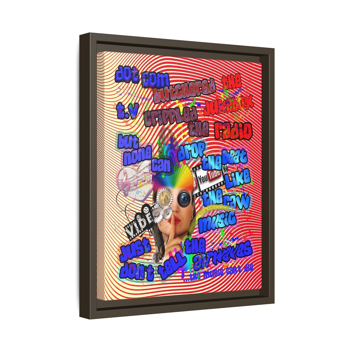 drop the beat - framed canvas art (yellow-orange wave)