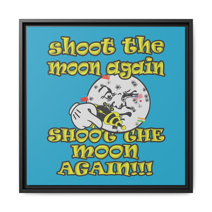 shoot the moon again - framed canvas art (turquoise)