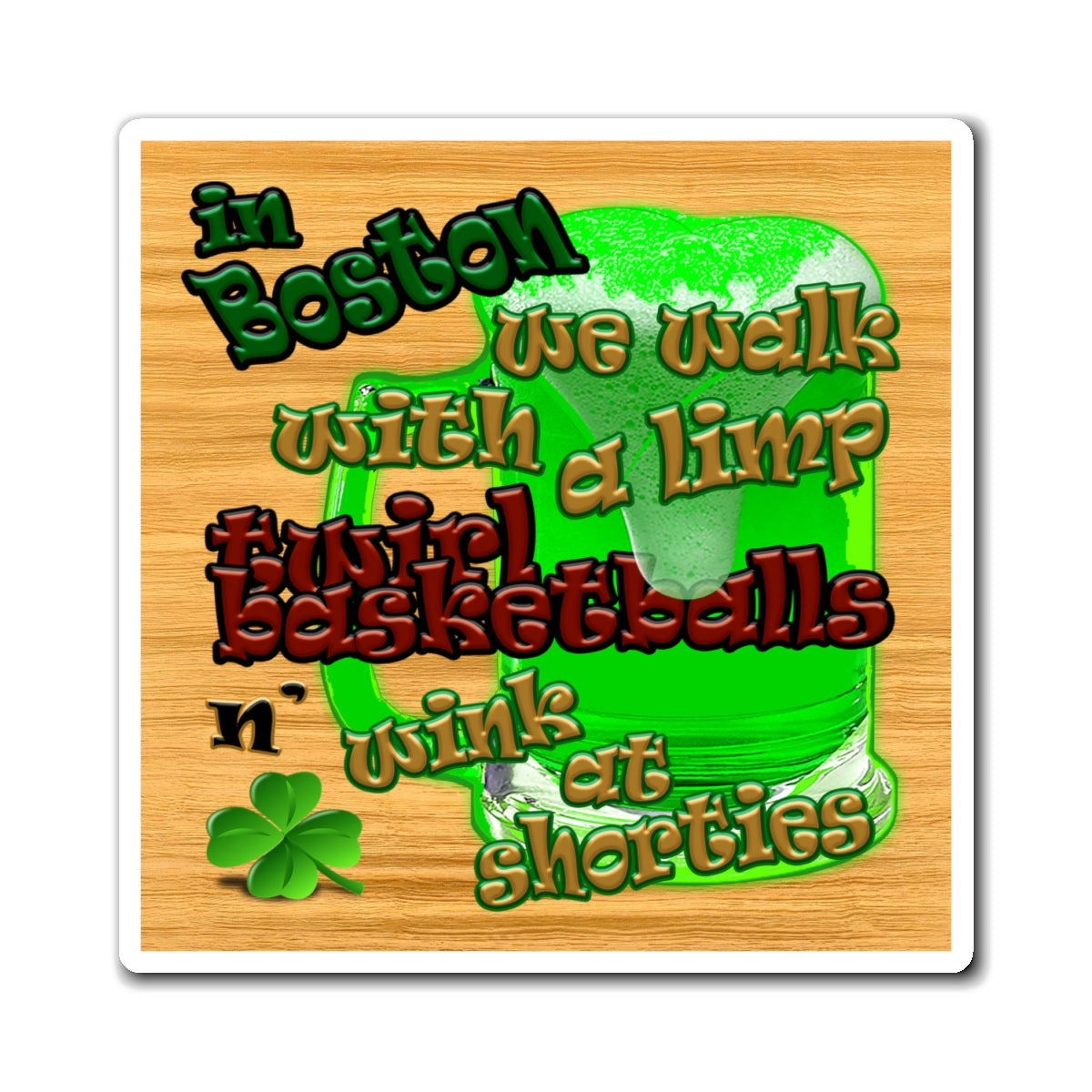 celtics logo - Magnets - (butterscotch wood finish)
