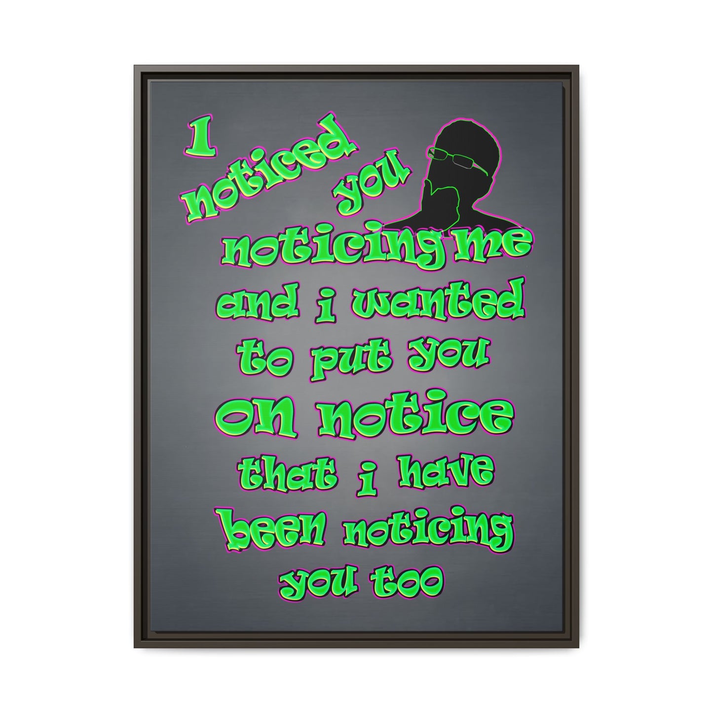 noticed you noticing - framed canvas art (grey-light grey)