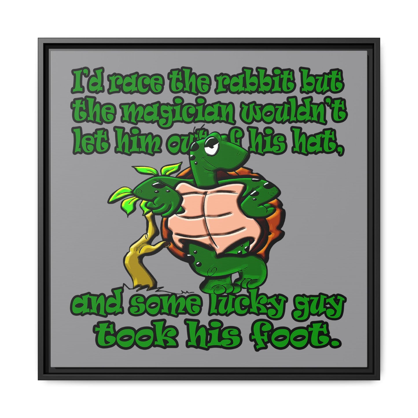 turtle race - framed canvas art (grey)