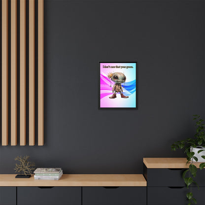 I don't care that your green - framed canvas art (light blue-pink wave)