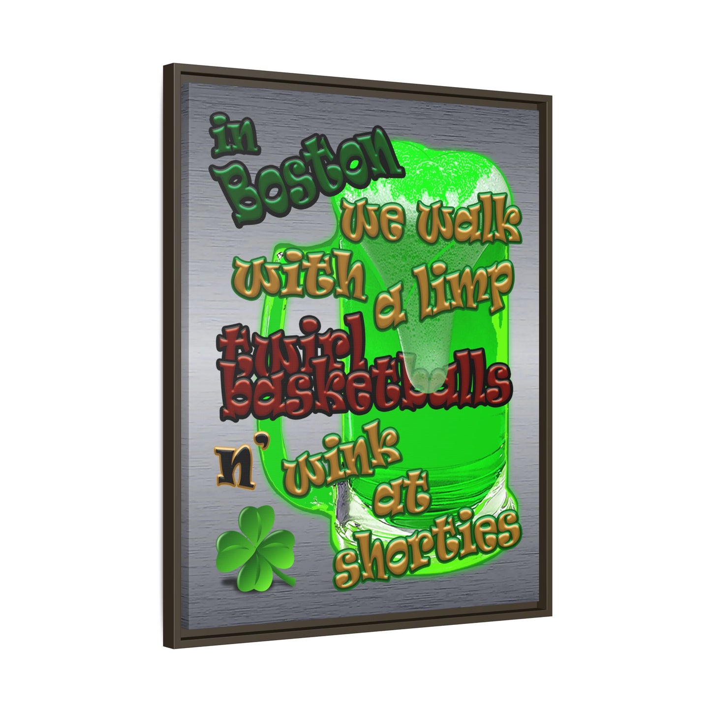 celtics logo - framed canvas art (brushed nickel)