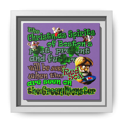 christmas spirits of boston - framed canvas art (light purple)