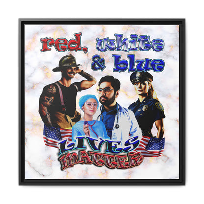 rw&b lives matter - framed canvas art (white marble)