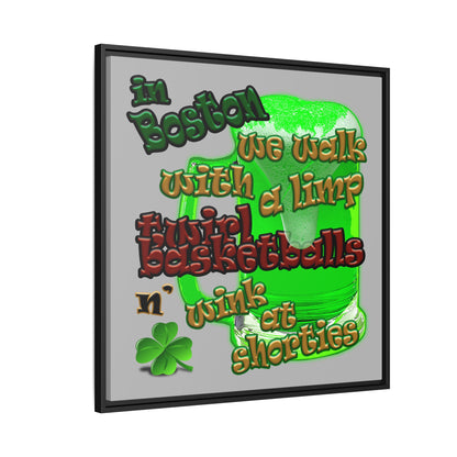celtics logo - framed canvas art (light grey)
