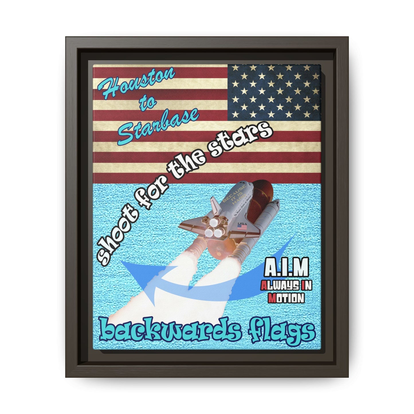 shoot for the stars - framed canvas art (faded blue)