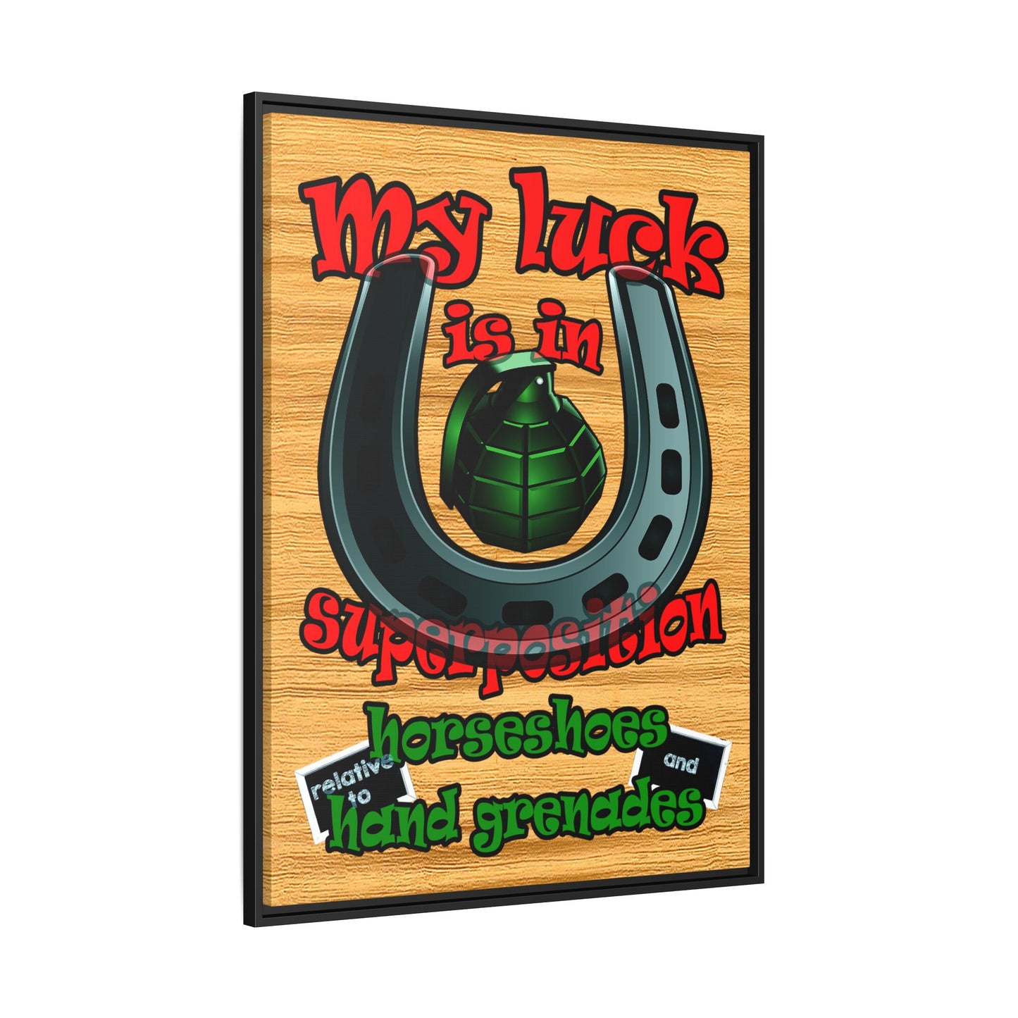 my luck - framed canvas art (butterscotch wood finish)