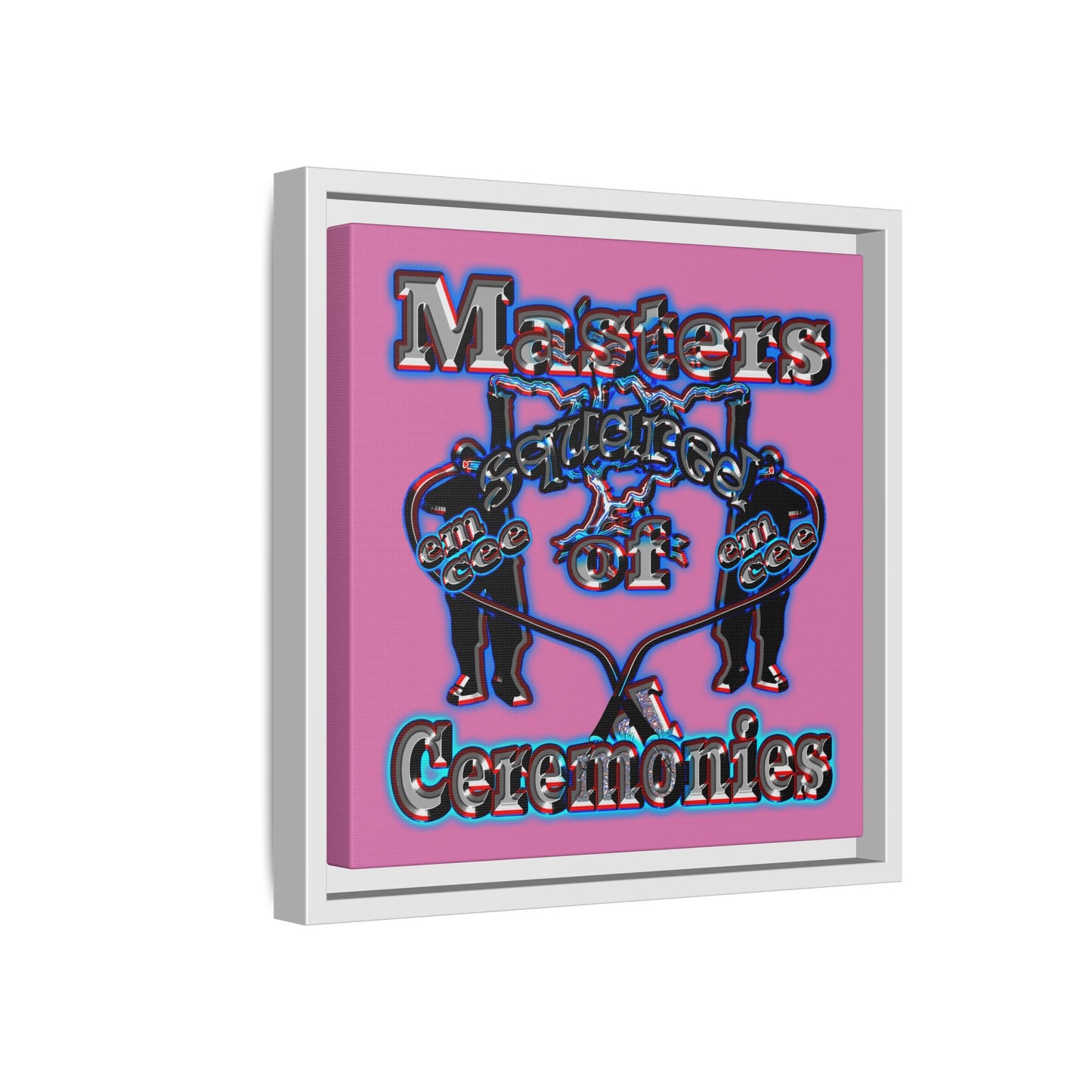 em cee squared - framed canvas art (light pink)