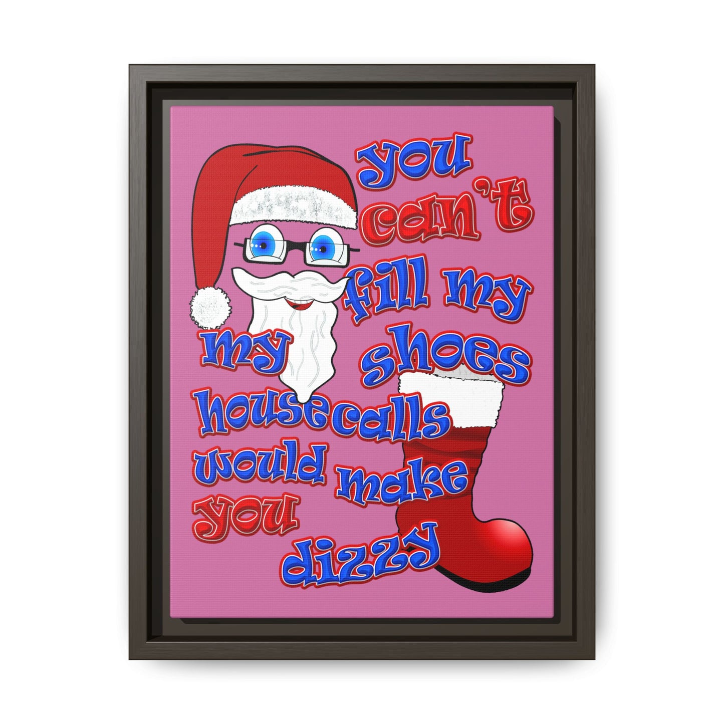 santa's shoes - framed canvas art (light pink)