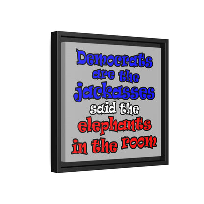 donkeys and elephants - framed canvas art (light grey)