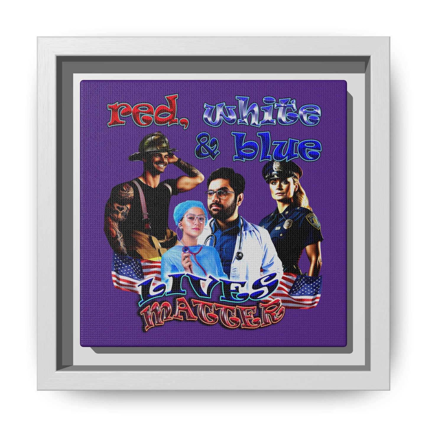 rw&b lives matter - framed canvas art (purple)