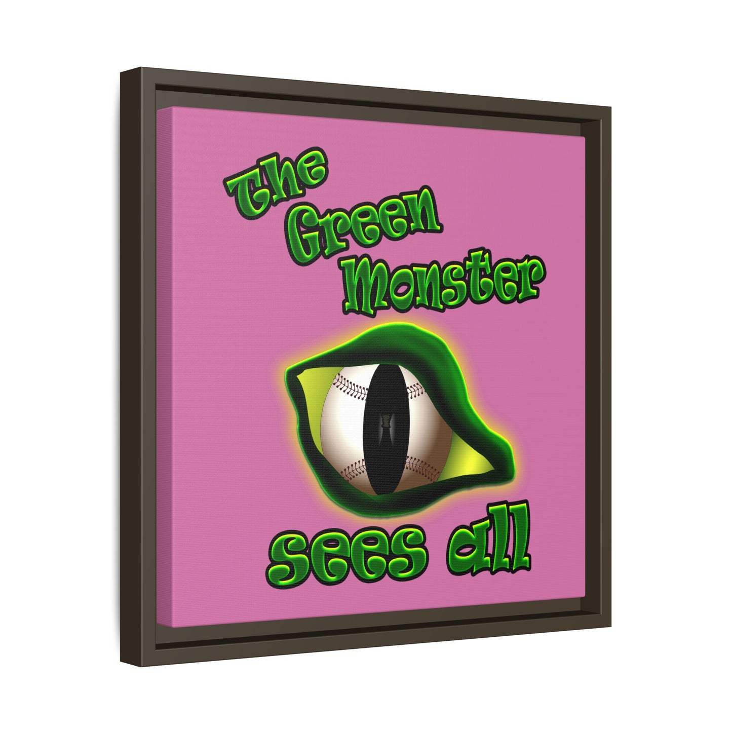 green monster - framed canvas art (light pink)