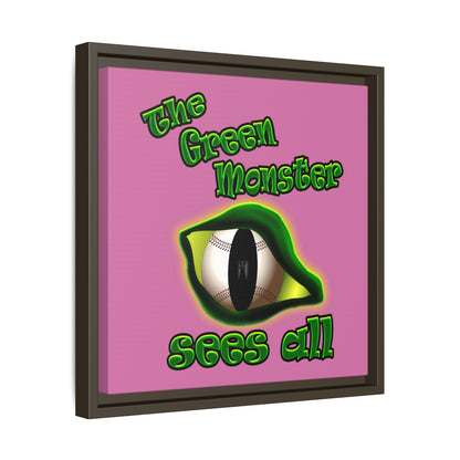 green monster - framed canvas art (light pink)