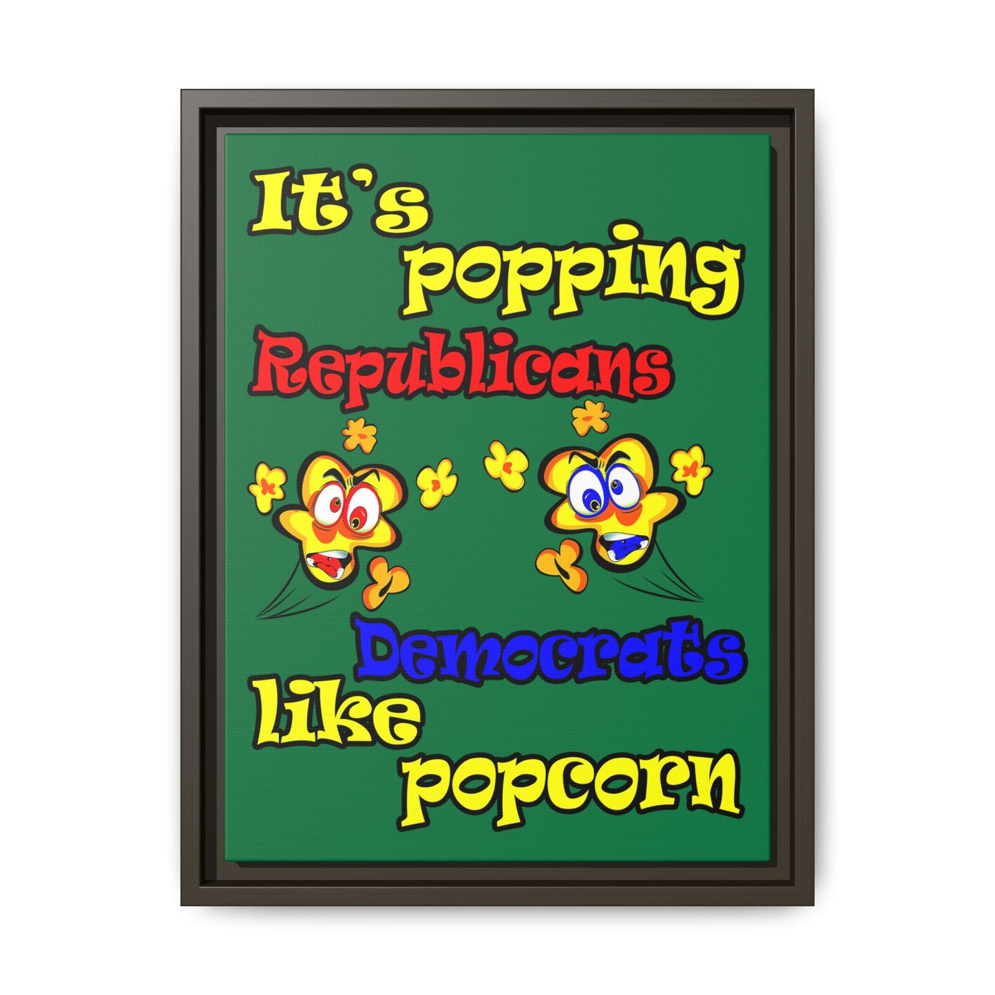 popping like popcorn - framed canvas art (dark green)