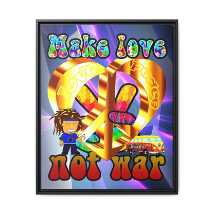love peace - framed canvas art (grey-pink wave)