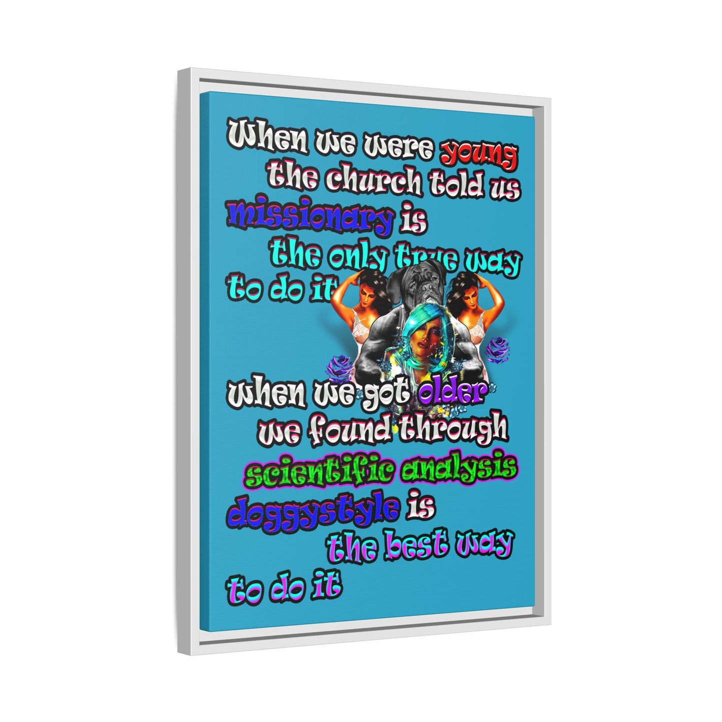 doggystyle - framed canvas art (turquoise)