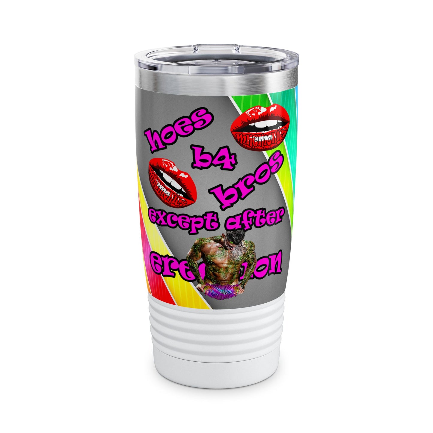 hoes b4 bros - Ringneck Tumbler, 20oz (rainbow split)
