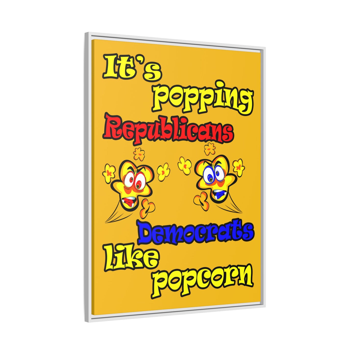 popping like popcorn - framed canvas art (yellow)