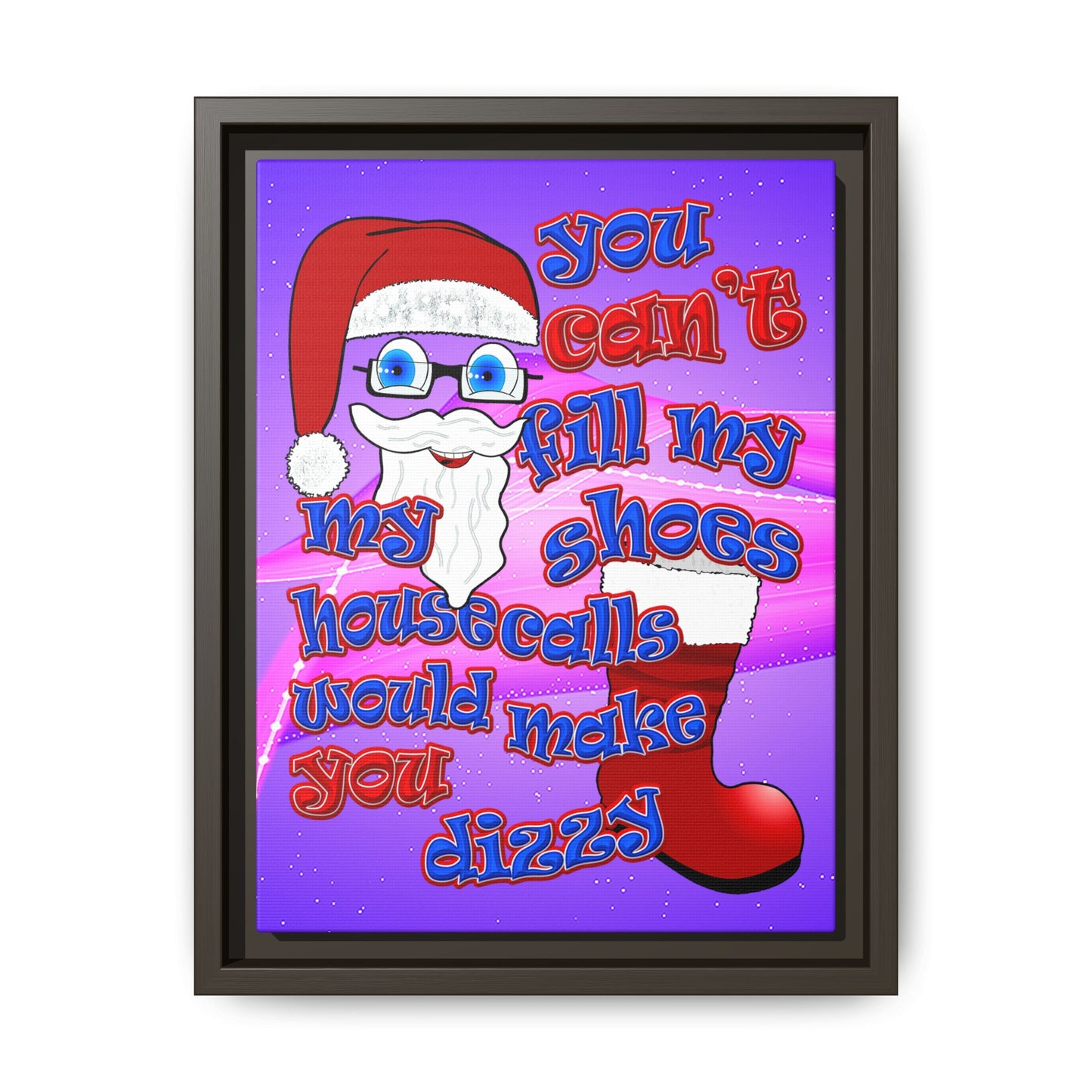 santa's shoes - framed canvas art (purple-pink wave)