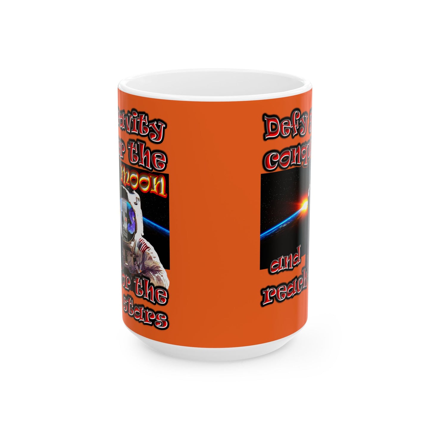 defy conquer reach - White Mug (orange)
