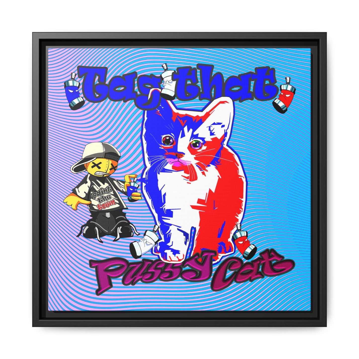 tag that - framed canvas art (light blue-purple wave)