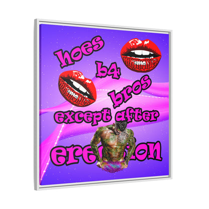 hoes b4 bros - framed canvas art (purple-pink wave)