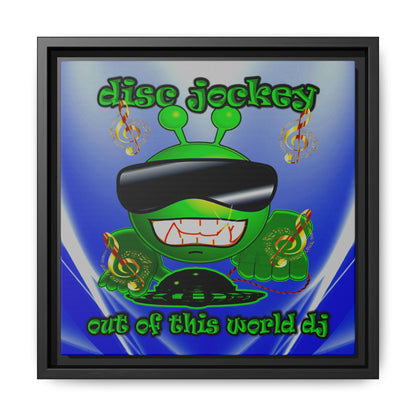 disc jockey - framed canvas art (blue-white wave)