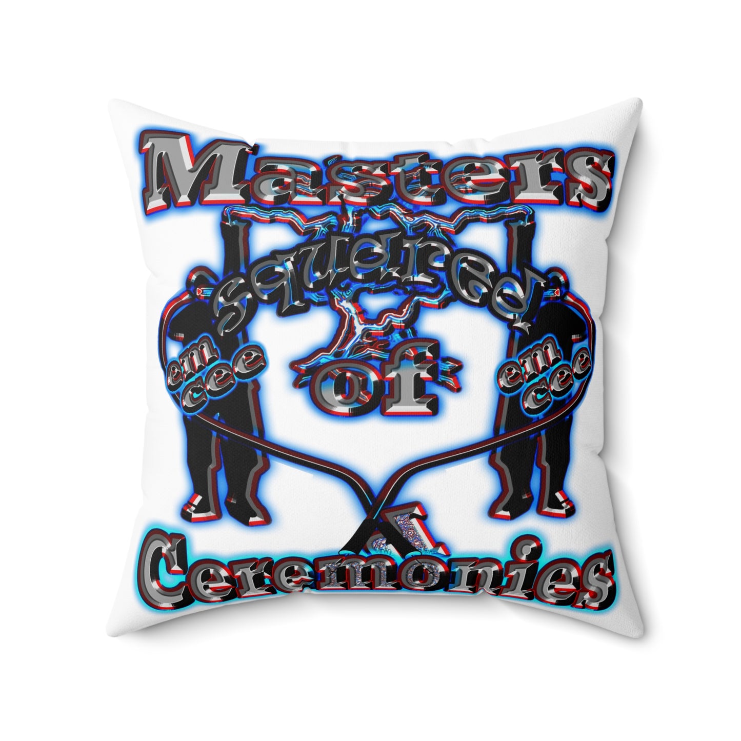 em cee squared - Spun Polyester Square Pillow - (white)