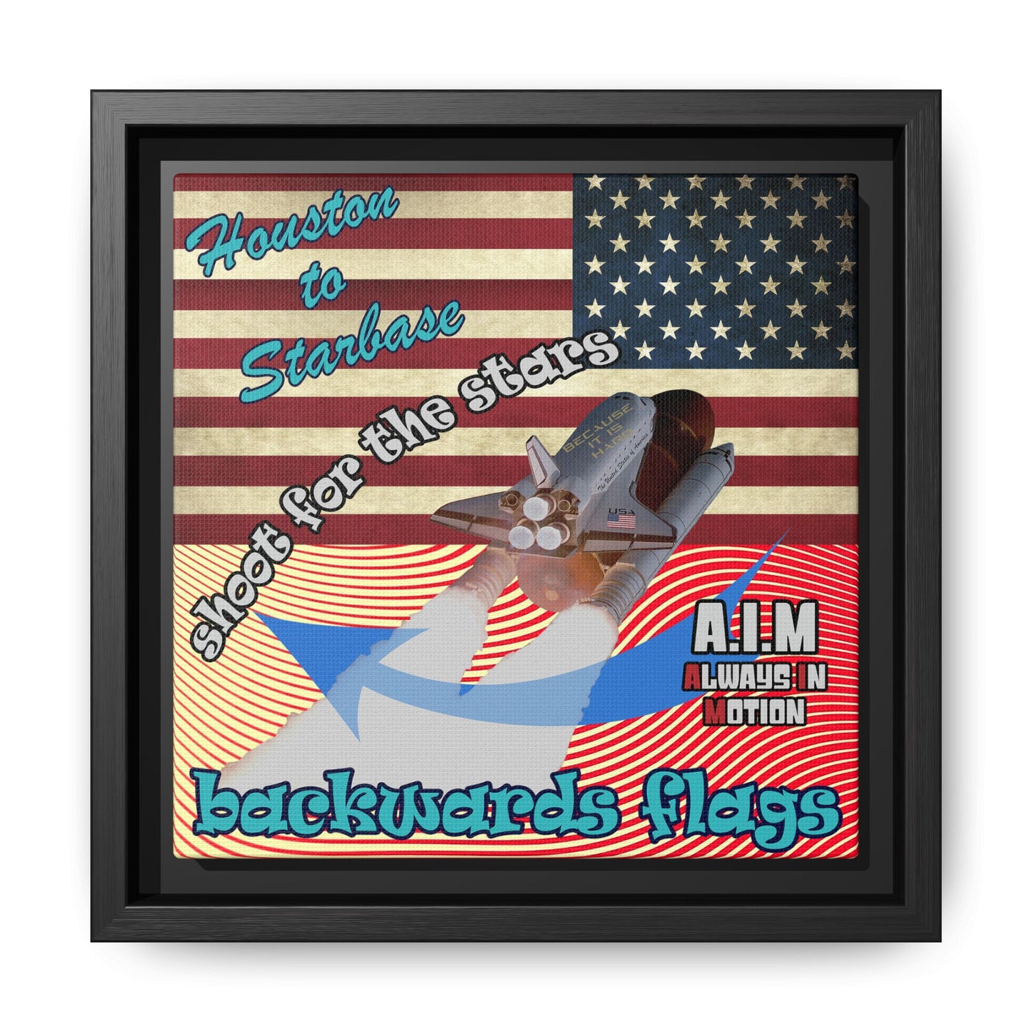 shoot for the stars - framed canvas art (yellow-orange wave)