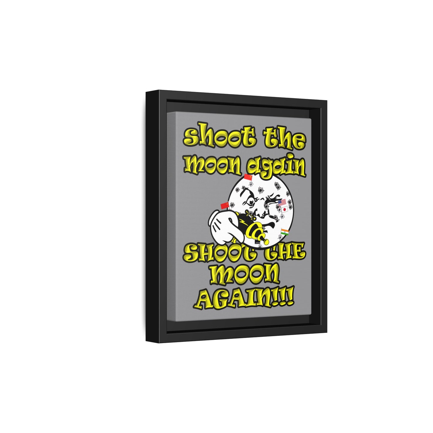 shoot the moon again - framed canvas art (grey)