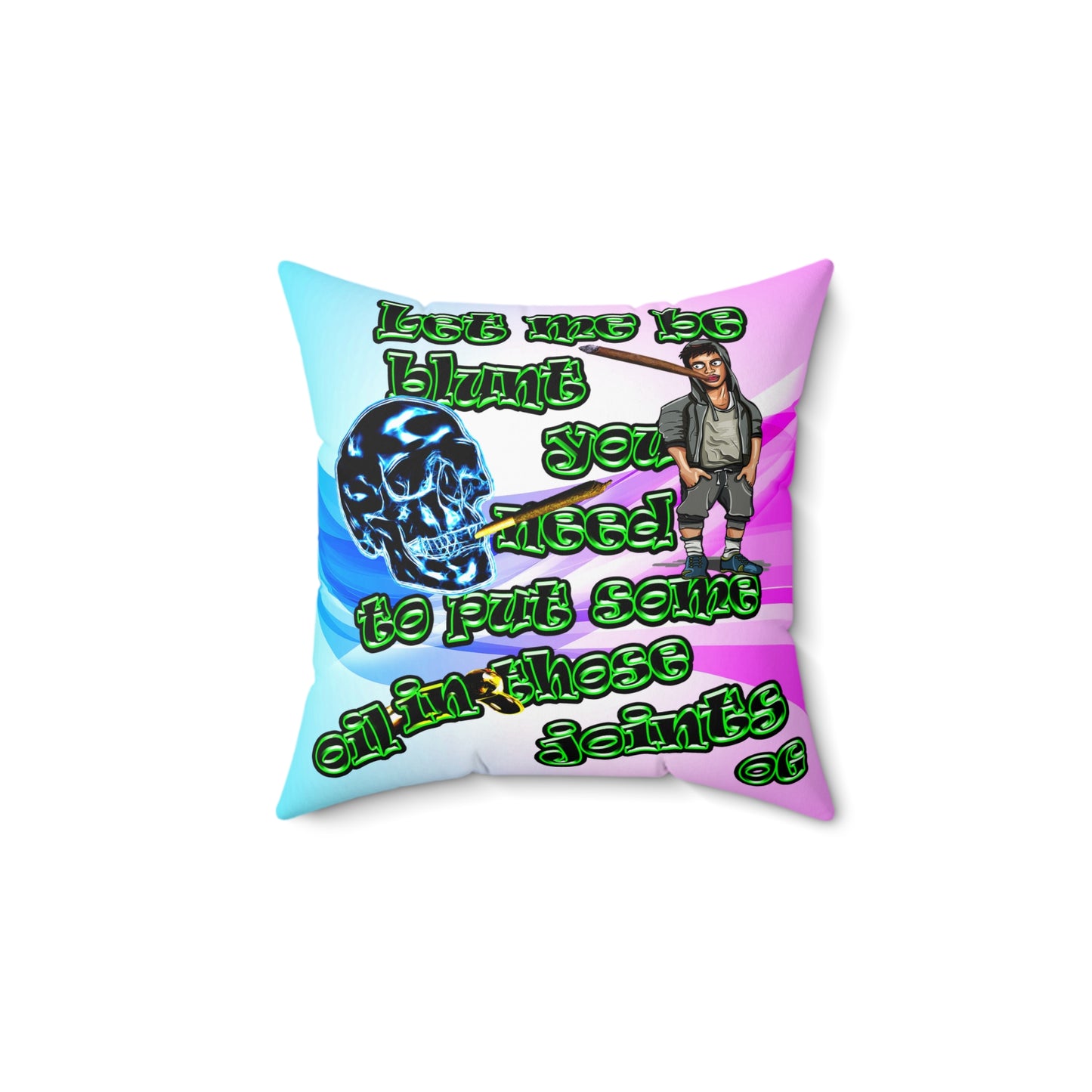 og - Spun Polyester Square Pillow - (light blue-pink wave)